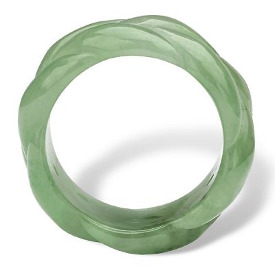 Genuine Green Jade Braided Eternity Ring Size 10 Image 1