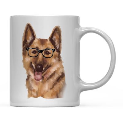 German Shep Black Glasses Ceramic Mug Image 2