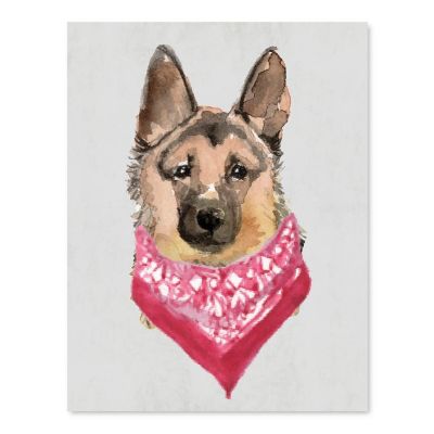 German Shepherd Print Red Scarf 8.5x11in Image 1
