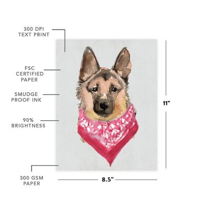 German Shepherd Print Red Scarf 8.5x11in Image 1