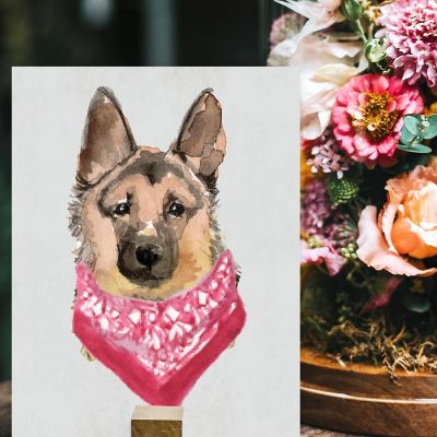 German Shepherd Print Red Scarf 8.5x11in Image 2