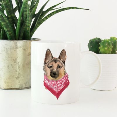 German Shepherd Red Scarf Ceramic Mug Image 1