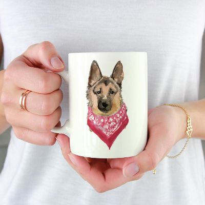 German Shepherd Red Scarf Ceramic Mug Image 1