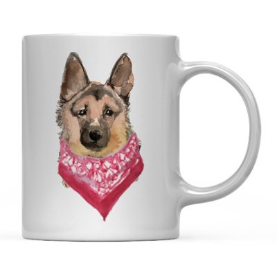 German Shepherd Red Scarf Ceramic Mug Image 2