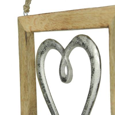 Gerson Set of 3 Wood Framed Open Work Metal Heart Wall D&#233;cor Hangings W/ Rope Hangers Image 2