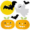 Ghost  Bat and Jack O' Lantern Halloween Gel Window Clings - 11pc Image 1