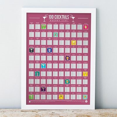 Gift Republic 100 Cocktails Bucket List Scratch Off Poster Purple Image 1