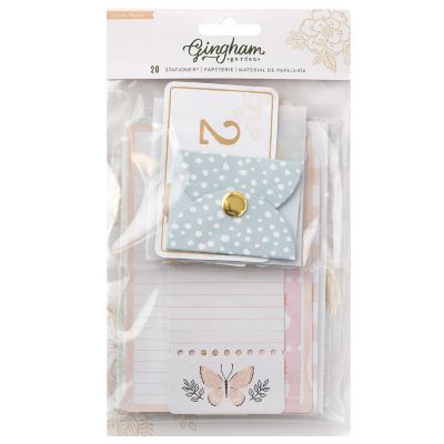 Gingham Garden Stationery Pack 20/Pkg-W/Gold Foil Image 1