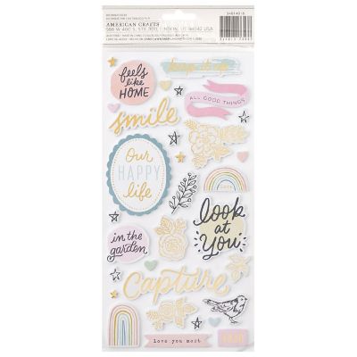 Gingham Garden Thickers Stickers 65/Pkg-Phrase W/Gold Foil Image 1