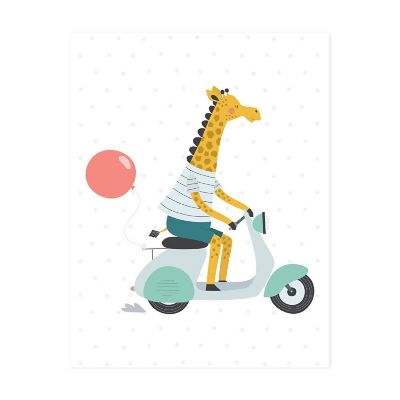 Giraffe on Scooter Art 8.5x11in 1-Pack Image 1