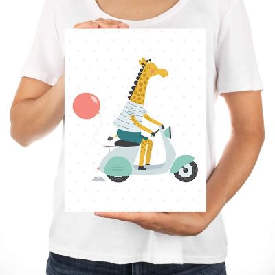 Giraffe on Scooter Art 8.5x11in 1-Pack Image 2