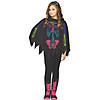 Girl&#8217;s Colorful Skeleton Poncho Costume Image 1