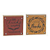 Give Thanks Sign (Set Of 6) 5"Sq Mdf/FauProper Leather Image 1