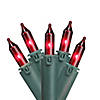 GKI/Bethlehem Lighting 100 Red Commercial Grade Mini Christmas Lights - 45.5 ft Green Wire Image 1