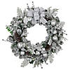 Glitter and Frosted Foliage Artificial Christmas Wreath with Bow  30-Inch  Unlit Image 1