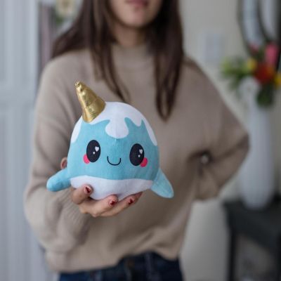 Glitter Galaxy 6-Inch Cute Ice Cream Cone Horn Blue Narwhal Collectible Plush Image 3