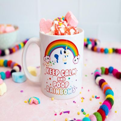 Glitter Galaxy Keep Calm and Poop Rainbows 11 Ounce Ceramic Mug Image 1