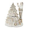 Glittered Santa With Spinning Christmas Tree (Set Of 2) 7"H Resin Image 1