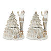 Glittered Santa With Spinning Christmas Tree (Set Of 2) 7"H Resin Image 1