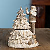 Glittered Santa With Spinning Christmas Tree (Set Of 2) 7"H Resin Image 3