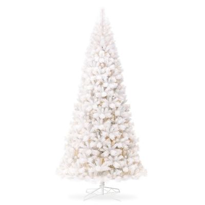 Glitzhome 10ft Pre-Lit White Pine Full-size Artificial Christmas Tree with 800 Warm White Lights, Three Function Image 1