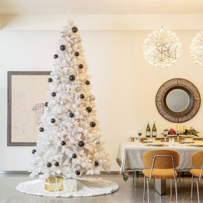 Glitzhome 10ft Pre-Lit White Pine Full-size Artificial Christmas Tree with 800 Warm White Lights, Three Function Image 2