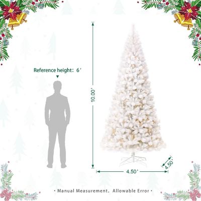 Glitzhome 10ft Pre-Lit White Pine Full-size Artificial Christmas Tree with 800 Warm White Lights, Three Function Image 3