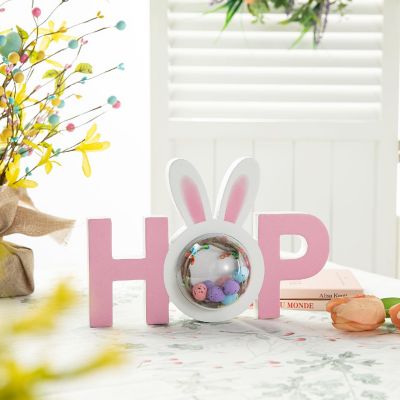 Glitzhome 10"L Easter Wooden Hop Table Decor Image 1