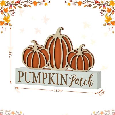 Glitzhome 11.75"L Fall Wooden "PUMPKIN PATCH" Pumpkins Table Sign Image 3