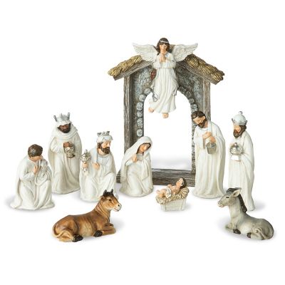 Glitzhome 11pcs Ivory Resin Nativity Figurine Set (KD) Image 1