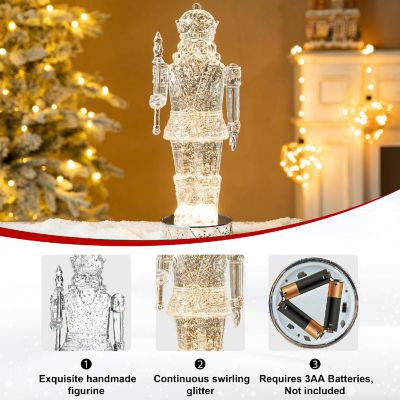 Glitzhome 12.5"H Lighted Acrylic Crystal Nutcracker Figurine Waterglobe Image 1