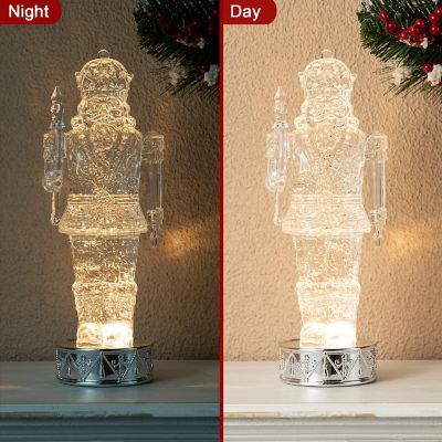 Glitzhome 12.5"H Lighted Acrylic Crystal Nutcracker Figurine Waterglobe Image 2
