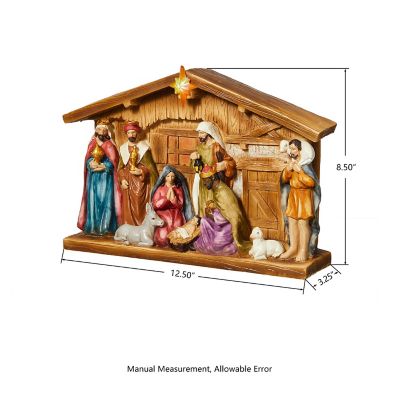 Glitzhome 12.5"L Lighted Resin Nativity House Image 3