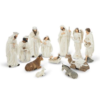 Glitzhome 12pcs Oversized Ivory Resin Nativity Figurine Set Image 1