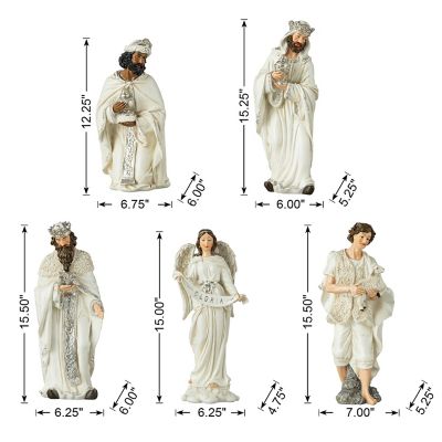 Glitzhome 12pcs Oversized Ivory Resin Nativity Figurine Set Image 2