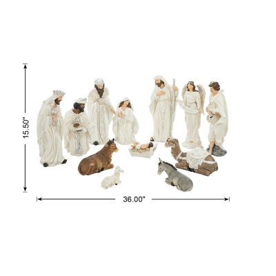 Glitzhome 12pcs Oversized Ivory Resin Nativity Figurine Set Image 3