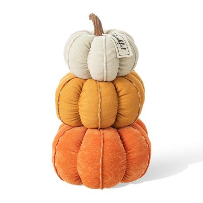 Glitzhome 13H Fall Stacked Fabric Pumpkin Image 1