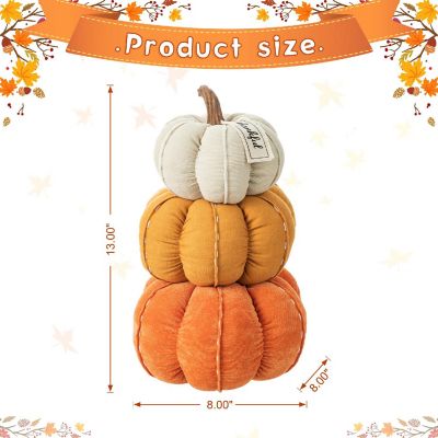 Glitzhome 13H Fall Stacked Fabric Pumpkin Image 3