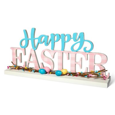 Glitzhome 15.75"H Easter Wooden "Happy Easter" Table Decor Image 1
