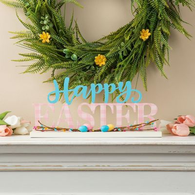 Glitzhome 15.75"H Easter Wooden "Happy Easter" Table Decor Image 1
