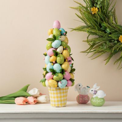 Glitzhome 16"H Easter Egg Table Tree Decor Image 1