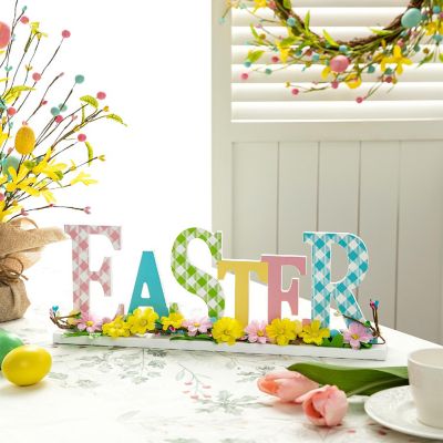Glitzhome 16"L Wooden "EASTER" Table Decor Image 2