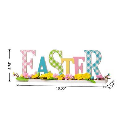 Glitzhome 16"L Wooden "EASTER" Table Decor Image 3