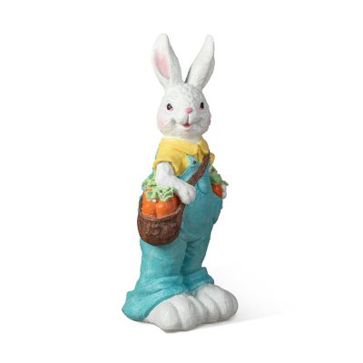 Glitzhome 17.25"H Easter Resin Bunny Boy Table Decor with Carrot Image 1