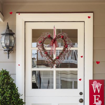 Glitzhome 17"H Valentine's Berry Heart Wreath Image 2