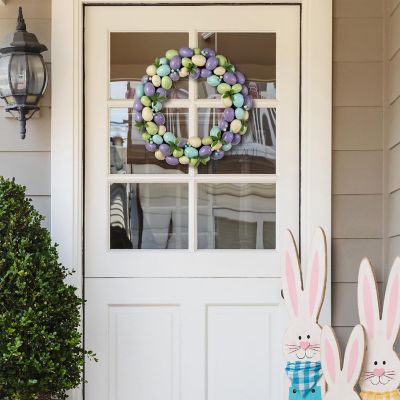 Glitzhome 18" D Easter Purple Hue  Eggs Wreath Image 1