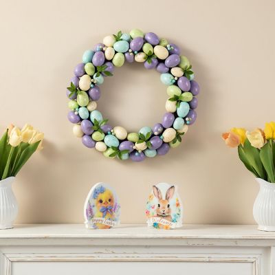 Glitzhome 18" D Easter Purple Hue  Eggs Wreath Image 2