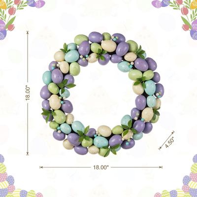 Glitzhome 18" D Easter Purple Hue  Eggs Wreath Image 3