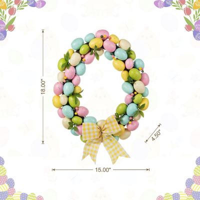 Glitzhome 18"D Easter Egg Shaped Eggs Wreath Image 3