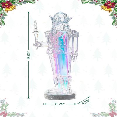 Glitzhome 18"H  Acrylic LED Color Changing Lighted Tabletop  Nutcracker  Figurine Image 3